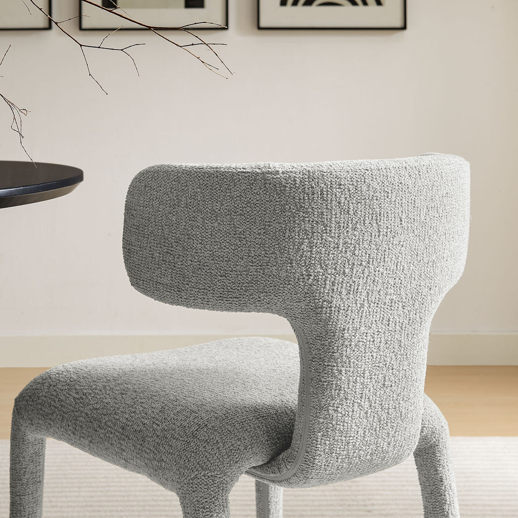 Stellan Curved Back Boucle Upholstered Dining Chair Set of 2 - Dove Gray