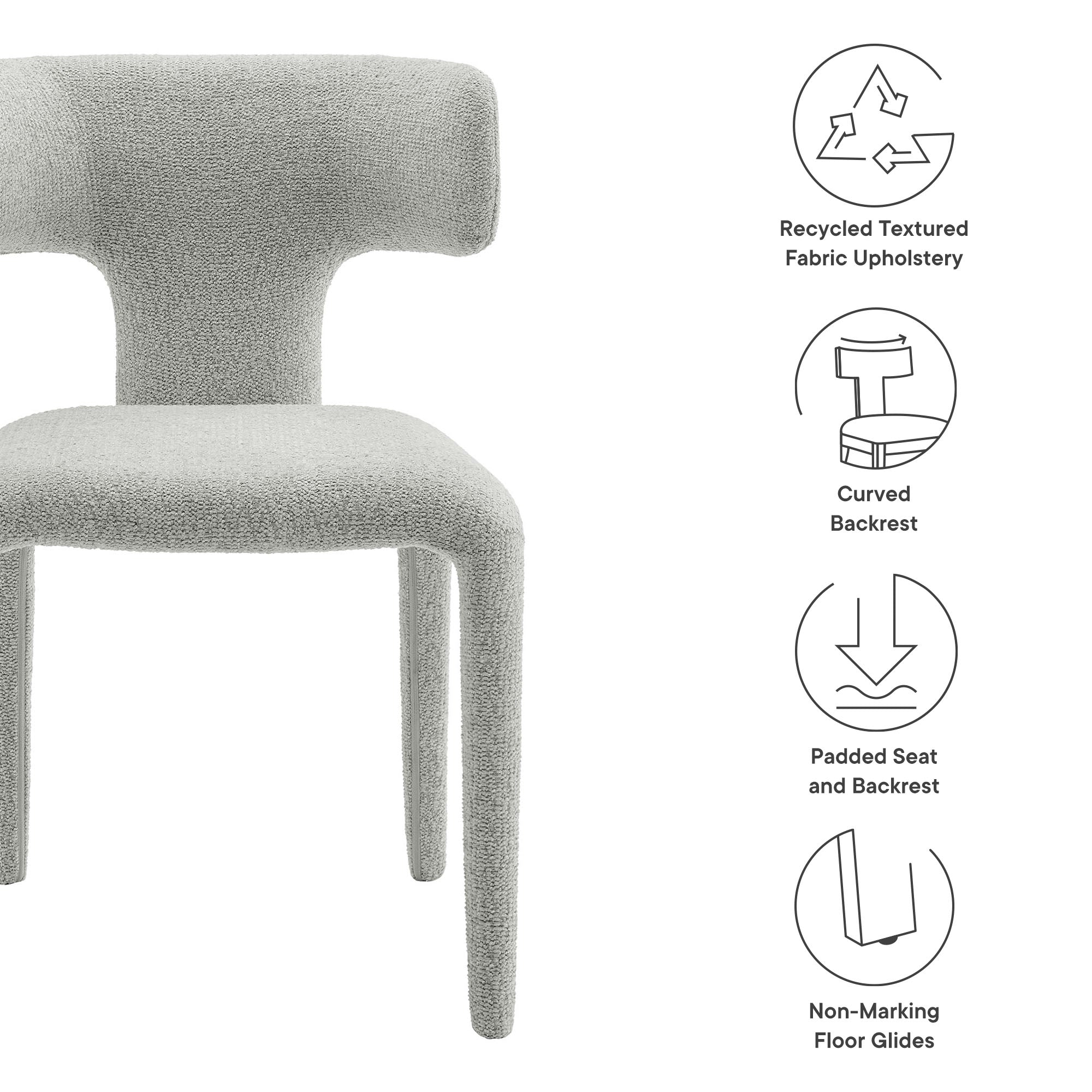 Stellan Curved Back Boucle Upholstered Dining Chair Set of 2 - Dove Gray