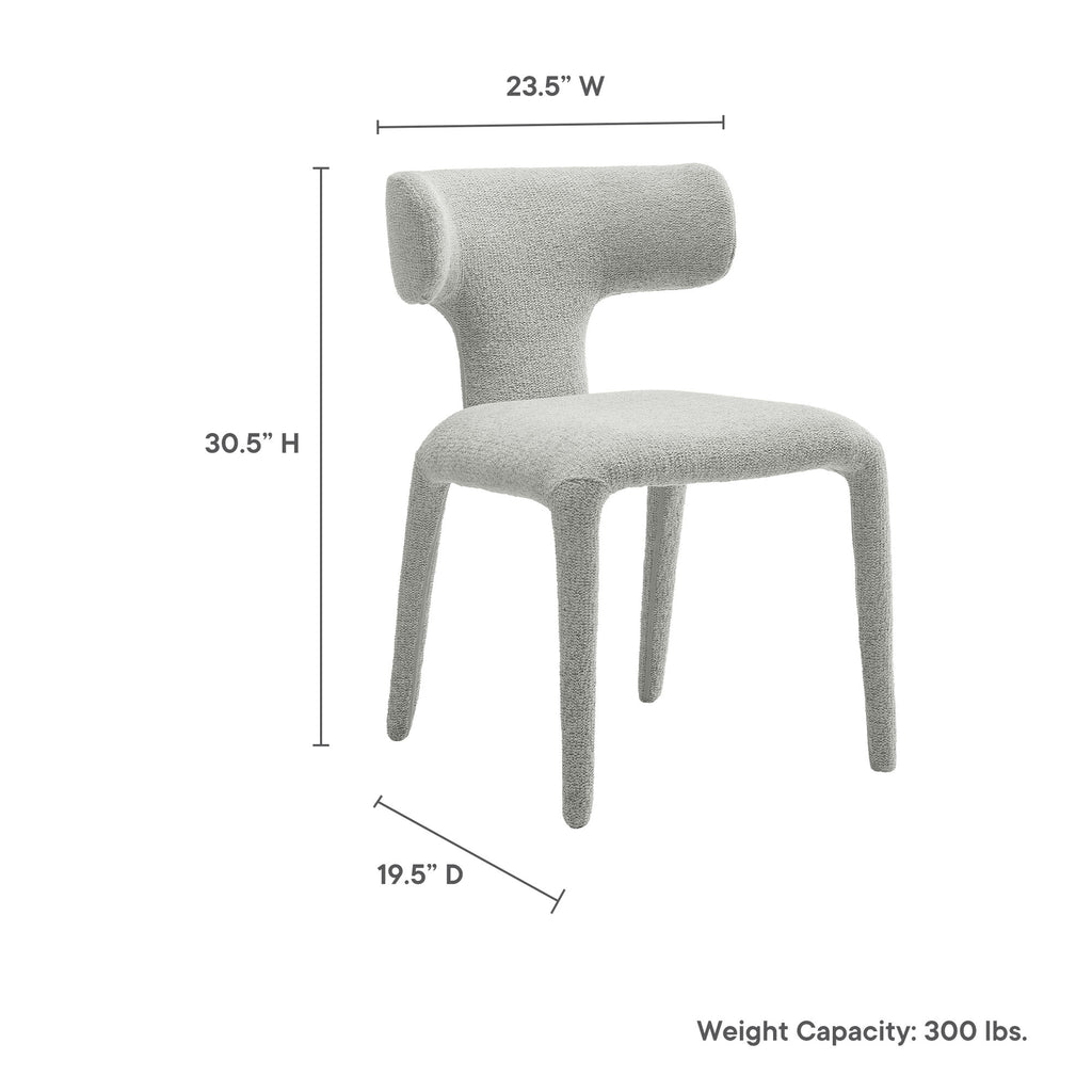 Stellan Curved Back Boucle Upholstered Dining Chair Set of 2 - Dove Gray
