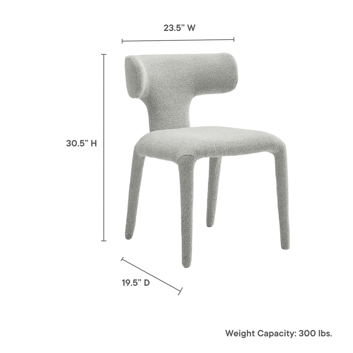 Stellan Curved Back Boucle Upholstered Dining Chair Set of 2 - Dove Gray