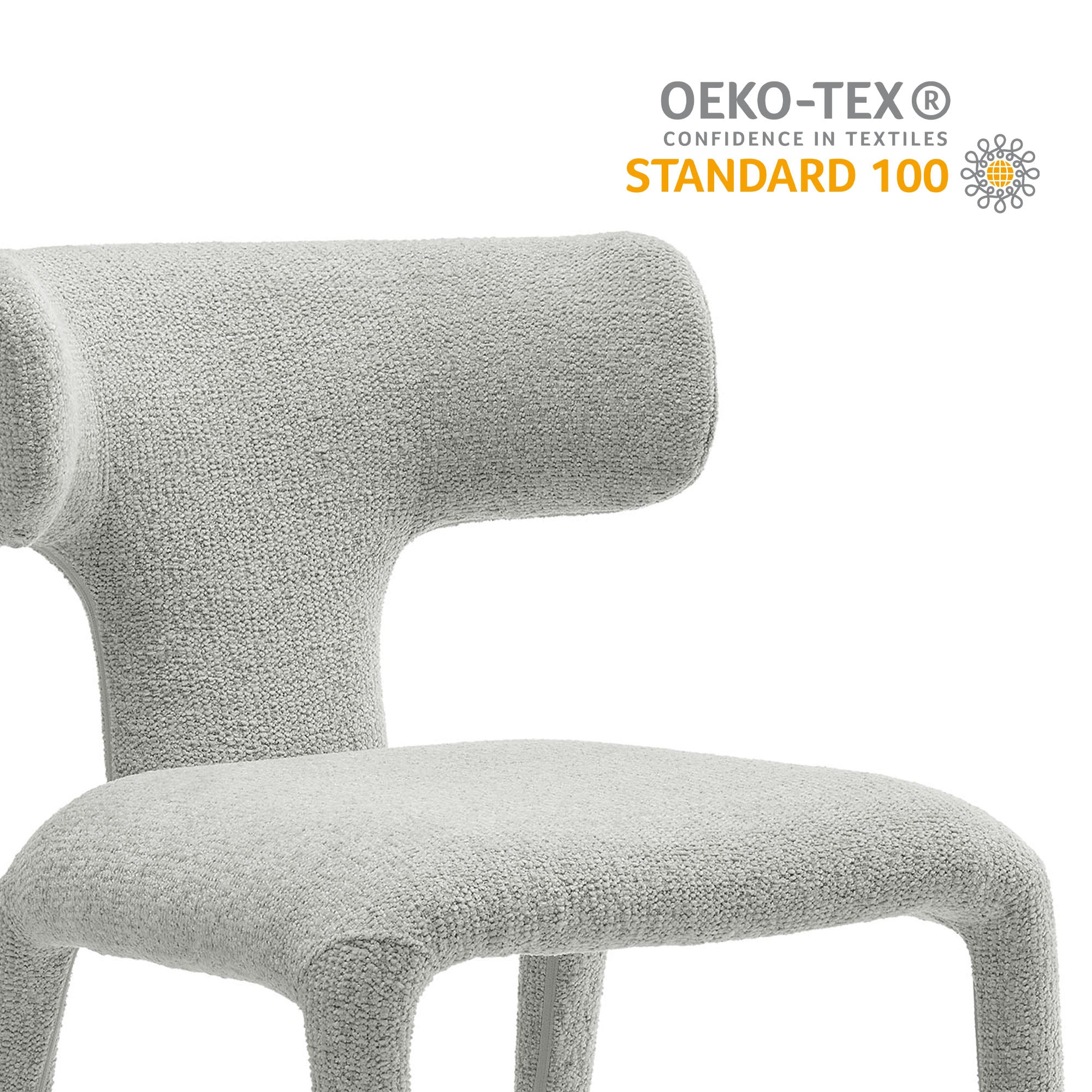 Stellan Curved Back Boucle Upholstered Dining Chair Set of 2 - Dove Gray