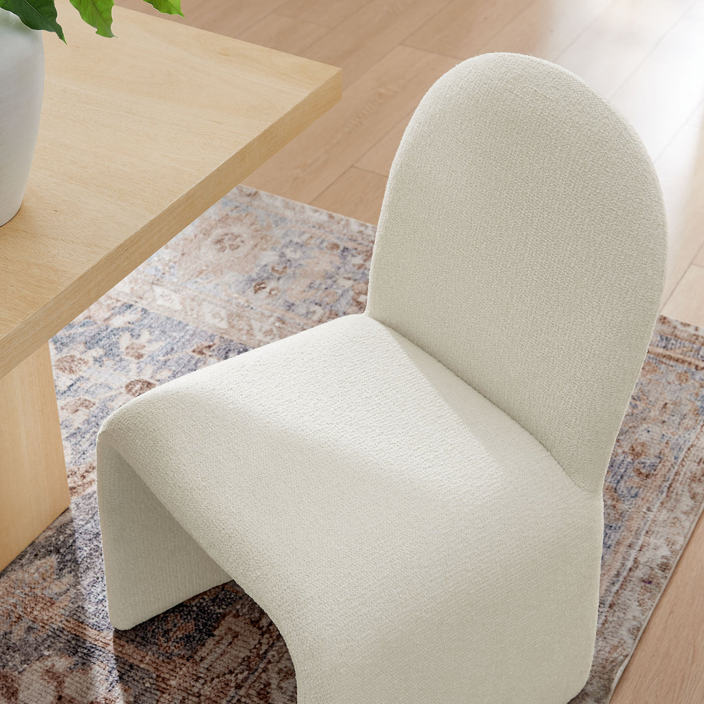Junia Boucle Upholstered Arch Armless Dining Chair - Cream