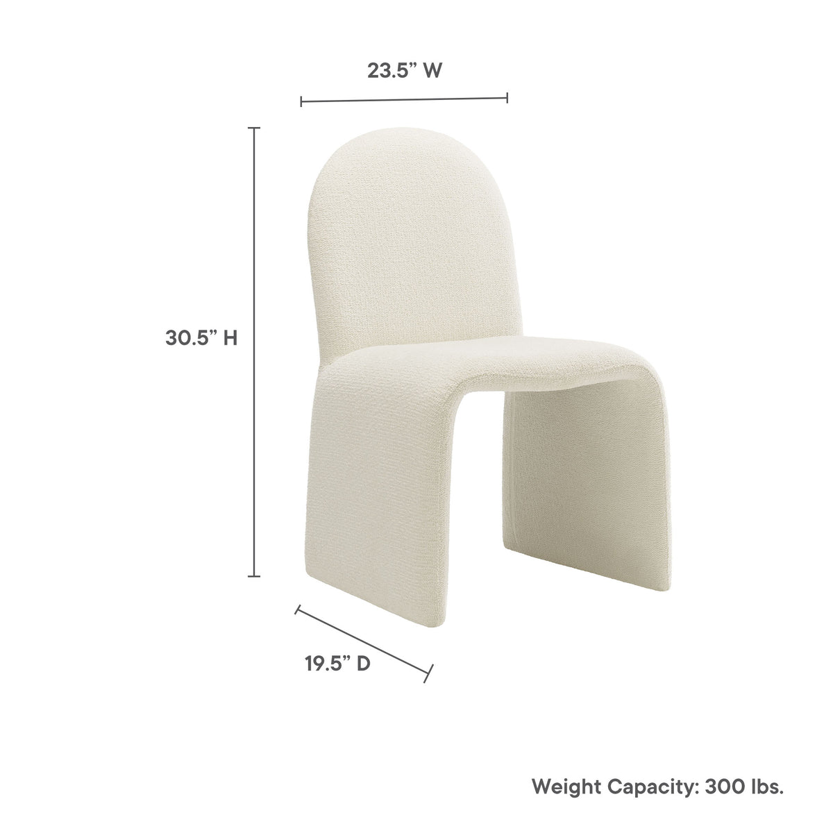 Junia Boucle Upholstered Arch Armless Dining Chair - Cream