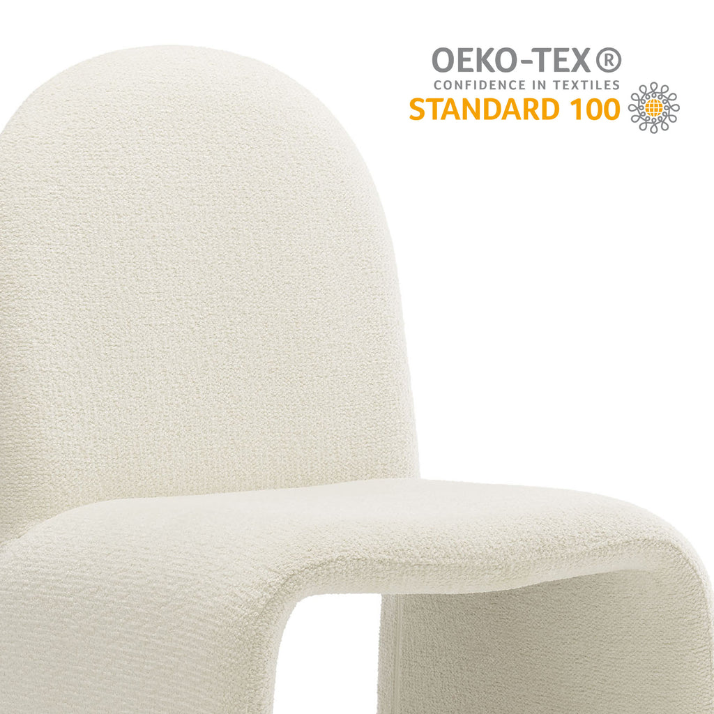 Junia Boucle Upholstered Arch Armless Dining Chair - Cream