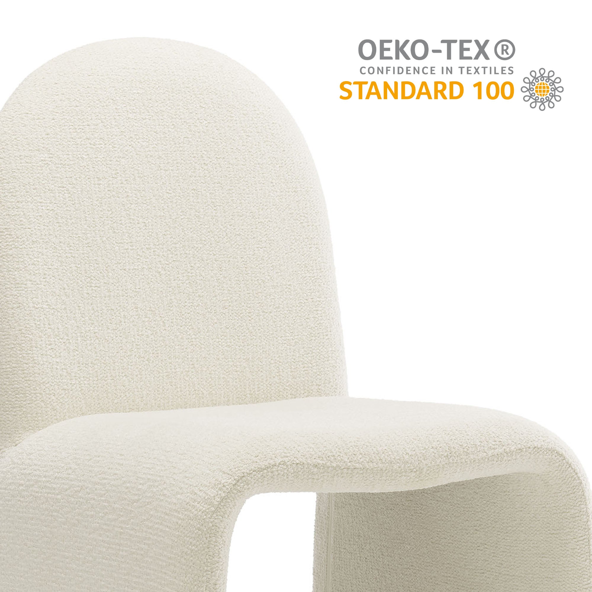 Junia Boucle Upholstered Arch Armless Dining Chair - Cream