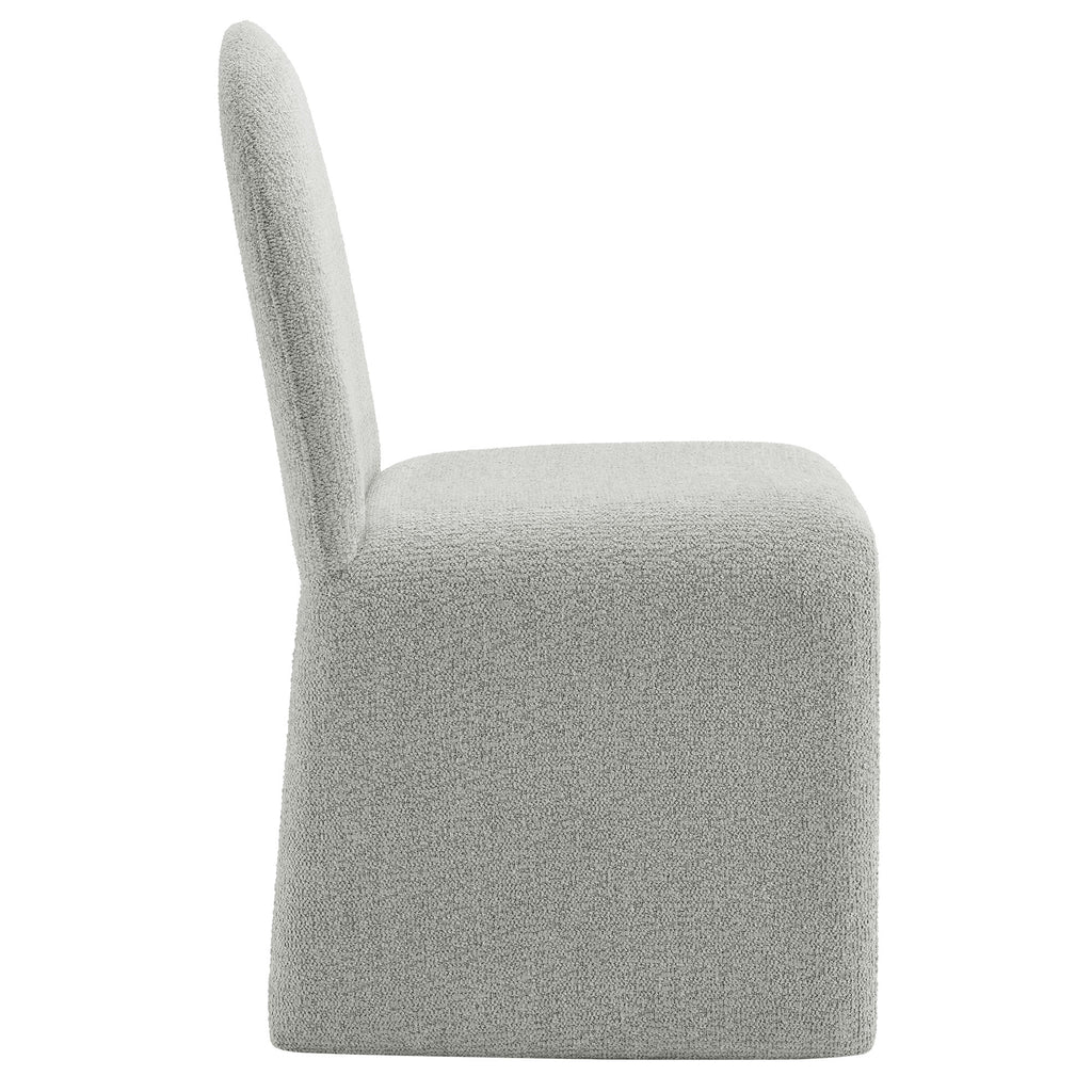 Junia Boucle Upholstered Arch Armless Dining Chair - Dove Gray