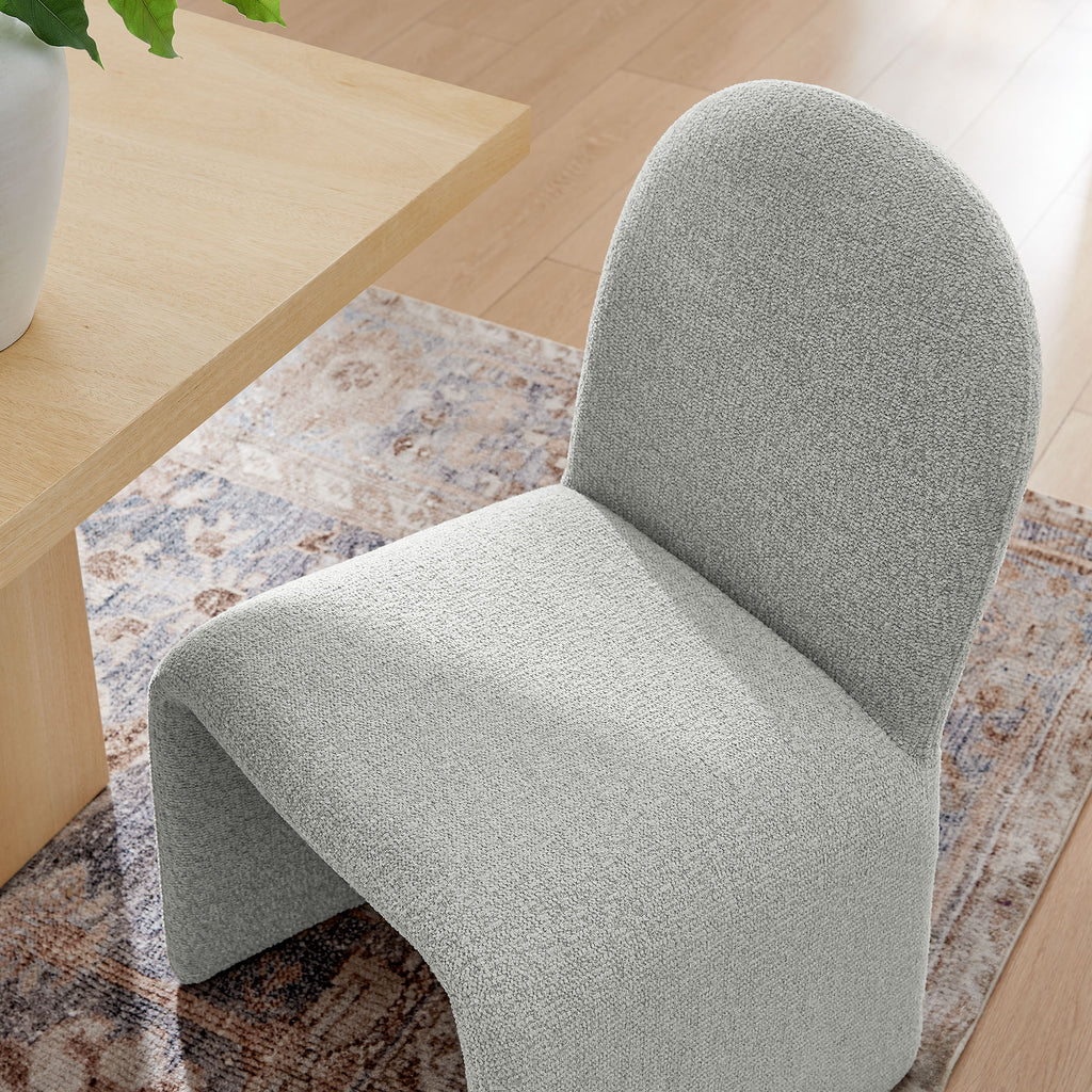 Junia Boucle Upholstered Arch Armless Dining Chair - Dove Gray