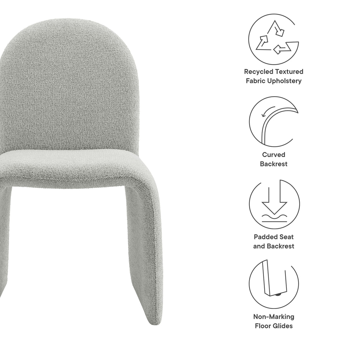 Junia Boucle Upholstered Arch Armless Dining Chair - Dove Gray