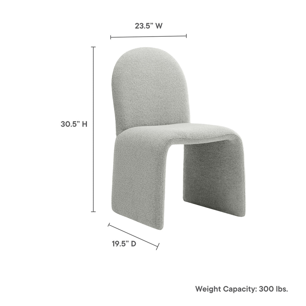 Junia Boucle Upholstered Arch Armless Dining Chair - Dove Gray