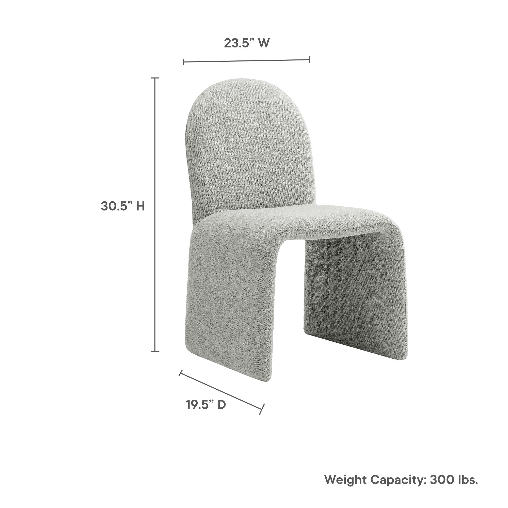 Junia Boucle Upholstered Arch Armless Dining Chair - Dove Gray