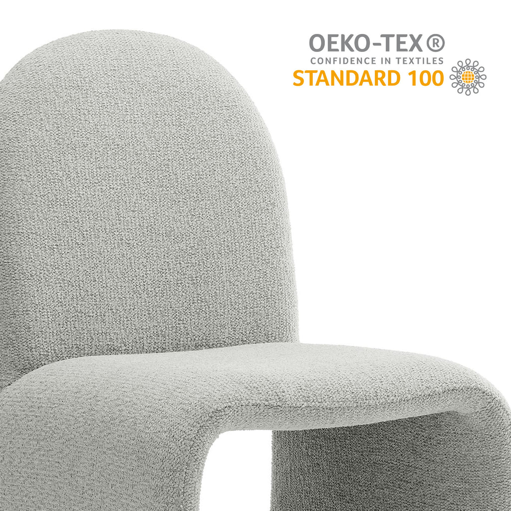 Junia Boucle Upholstered Arch Armless Dining Chair - Dove Gray
