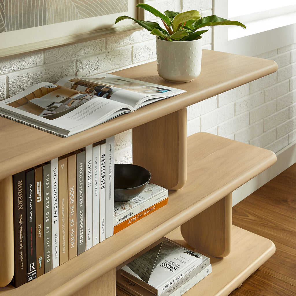 Lyle Sculptural 2-Tier Bookshelf - Natural