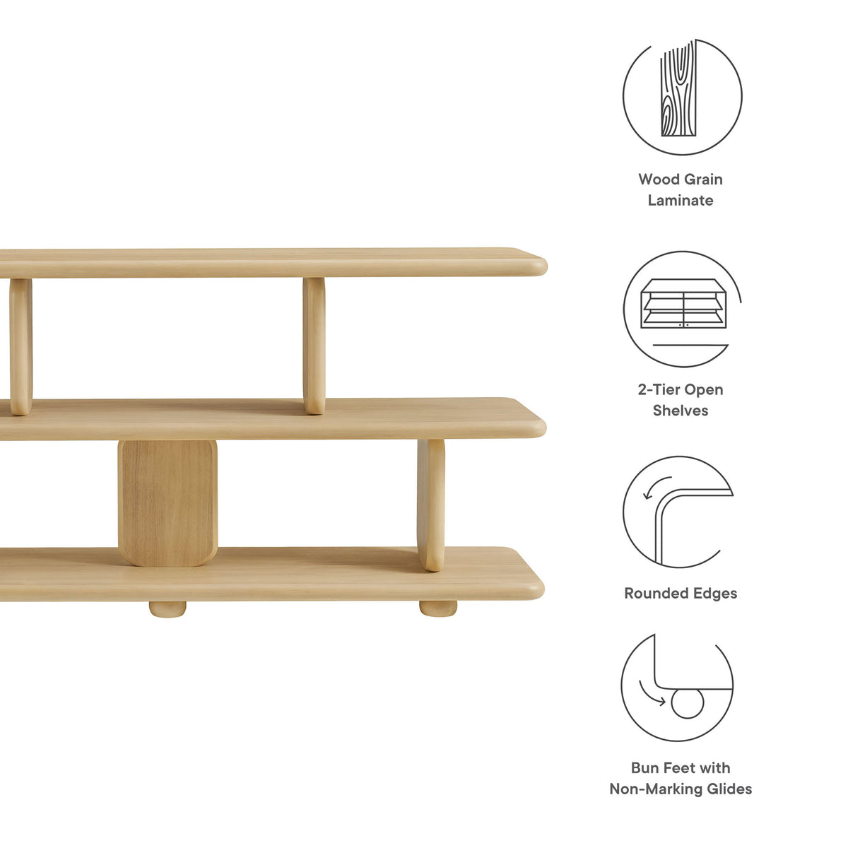 Lyle Sculptural 2-Tier Bookshelf - Natural