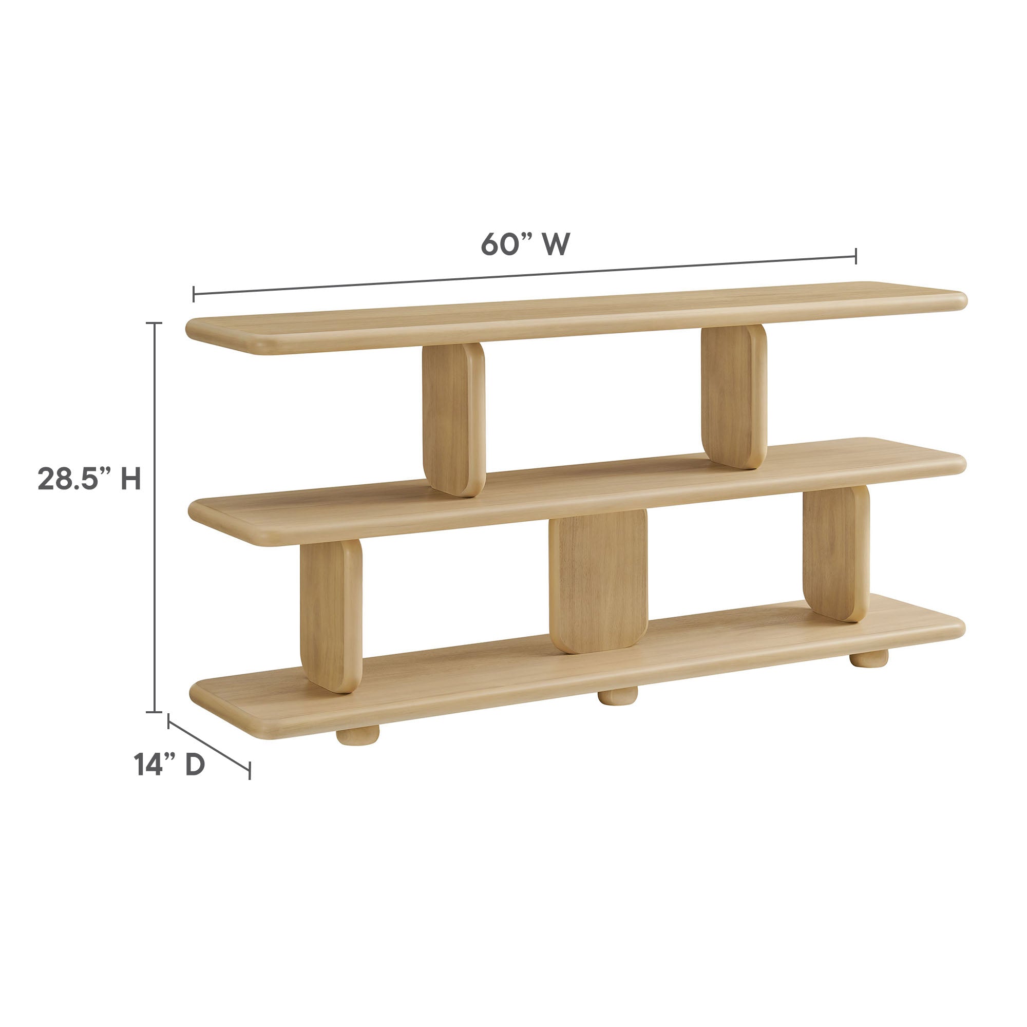 Lyle Sculptural 2-Tier Bookshelf - Natural