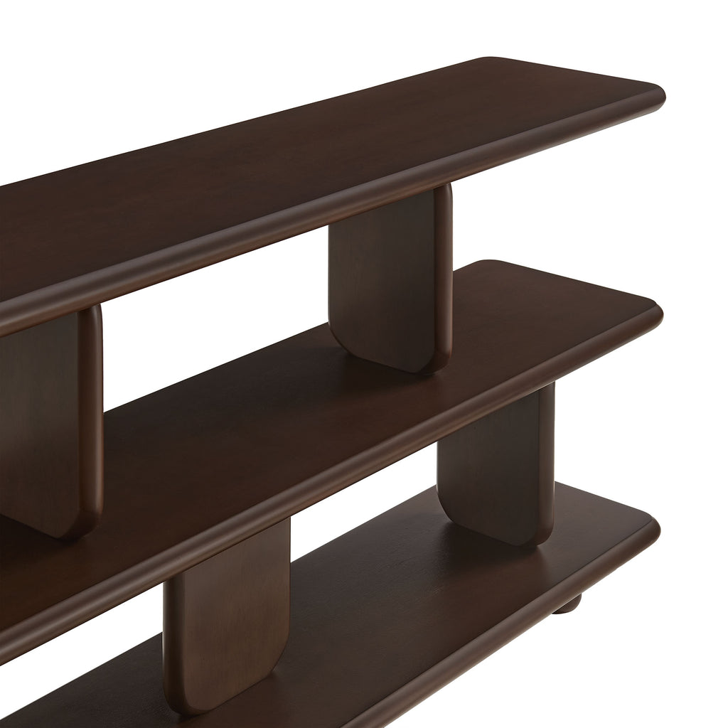 Lyle Sculptural 2-Tier Bookshelf - Walnut