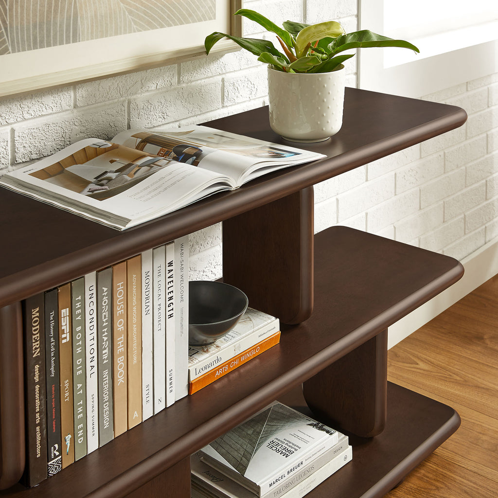 Lyle Sculptural 2-Tier Bookshelf - Walnut