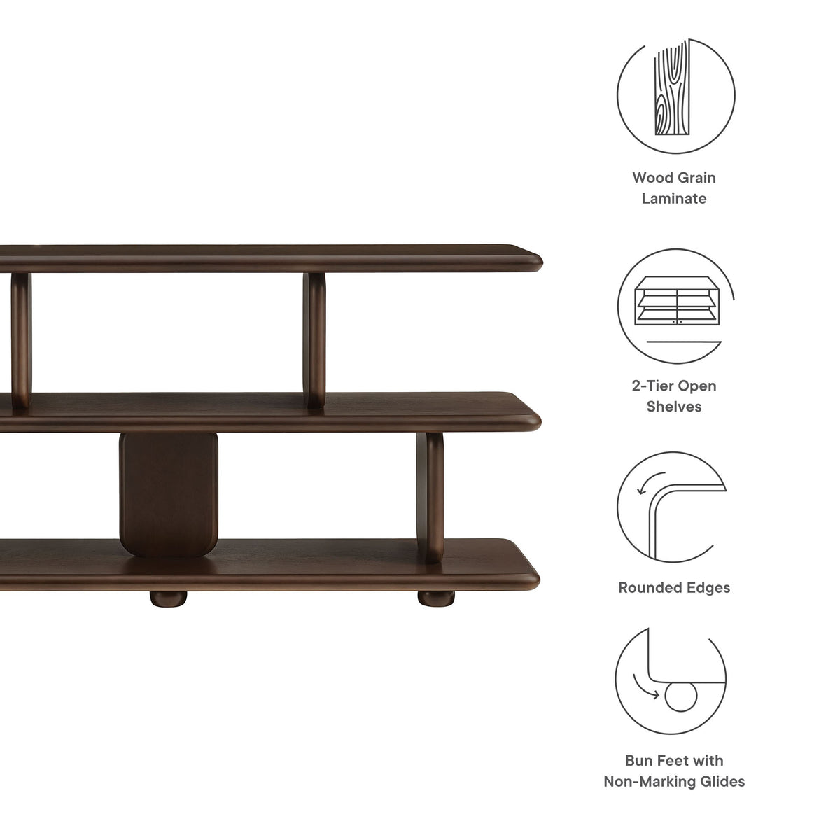 Lyle Sculptural 2-Tier Bookshelf - Walnut