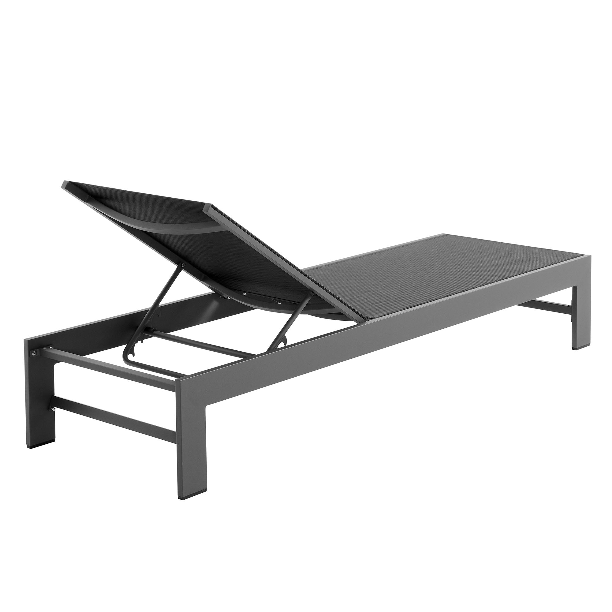 Tahoe Outdoor Patio Mesh and Aluminum Chaise Lounge - Gray