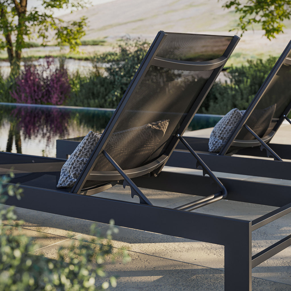 Tahoe Outdoor Patio Mesh and Aluminum Chaise Lounge - Gray