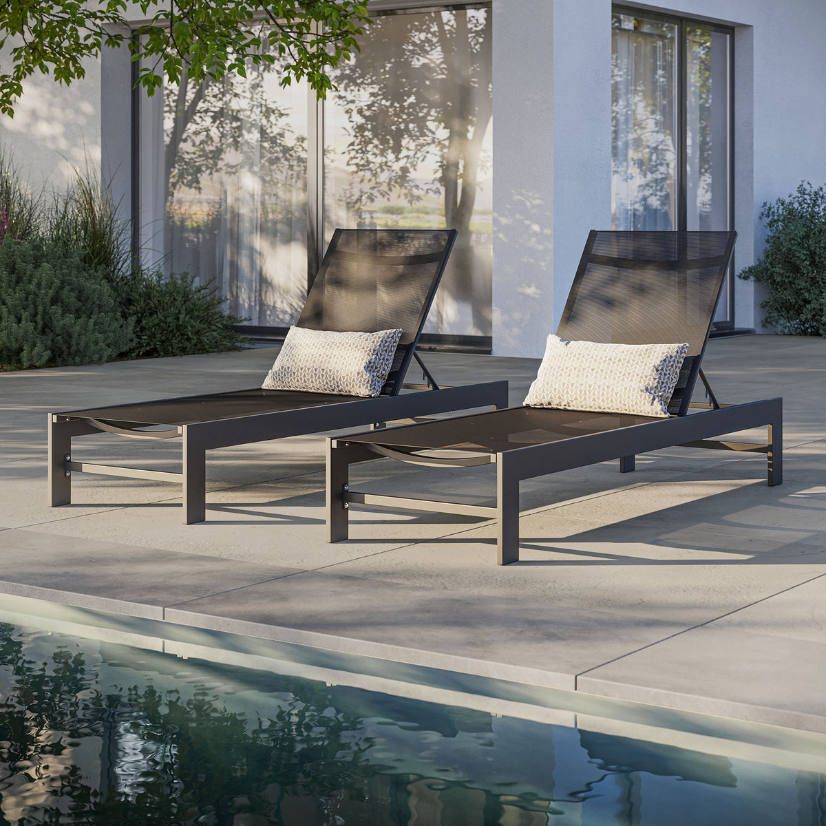 Tahoe Outdoor Patio Mesh and Aluminum Chaise Lounge - Gray