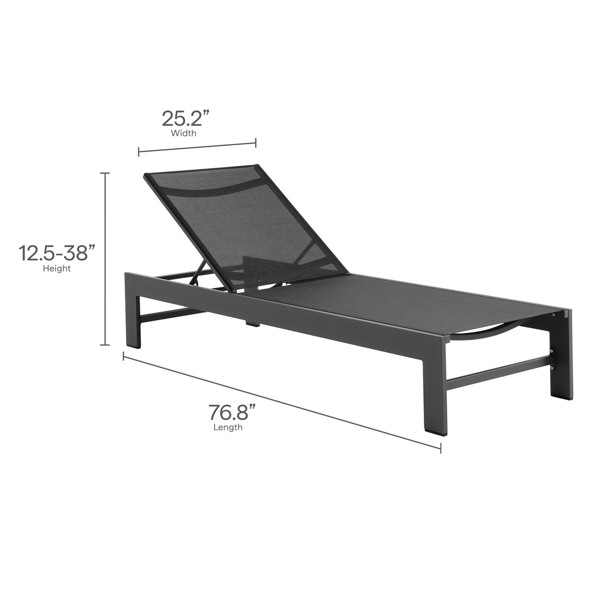 Tahoe Outdoor Patio Mesh and Aluminum Chaise Lounge - Gray