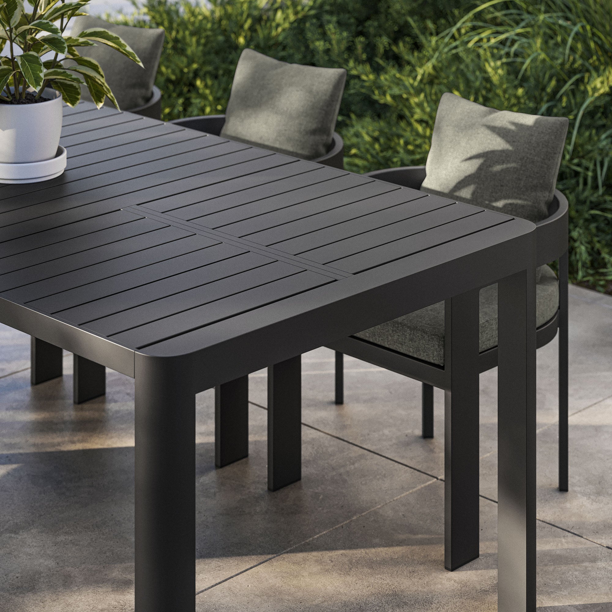 Tahoe Outdoor Patio Aluminum Extendable Dining Table - Gray