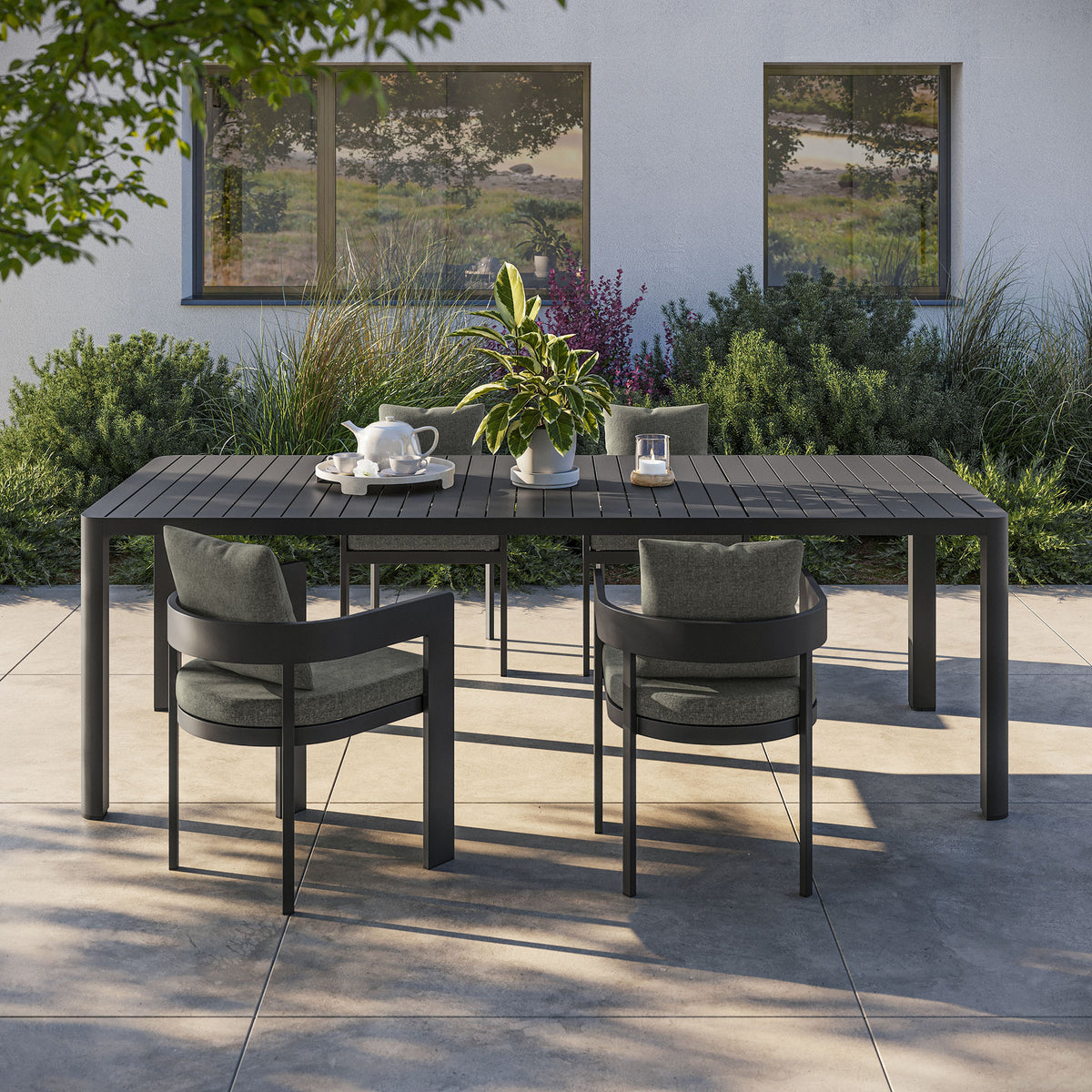 Tahoe Outdoor Patio Aluminum Extendable Dining Table - Gray