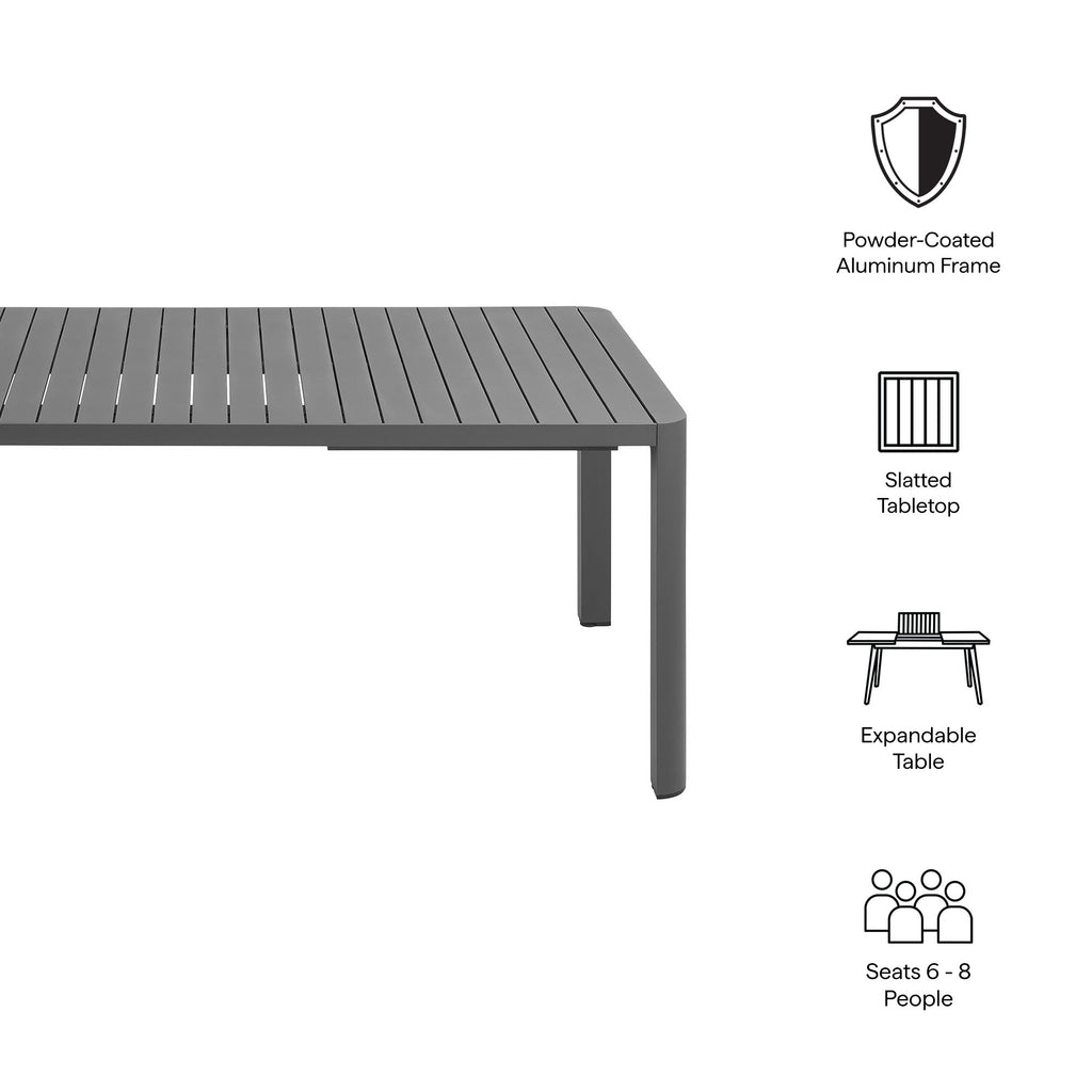 Tahoe Outdoor Patio Aluminum Extendable Dining Table - Gray