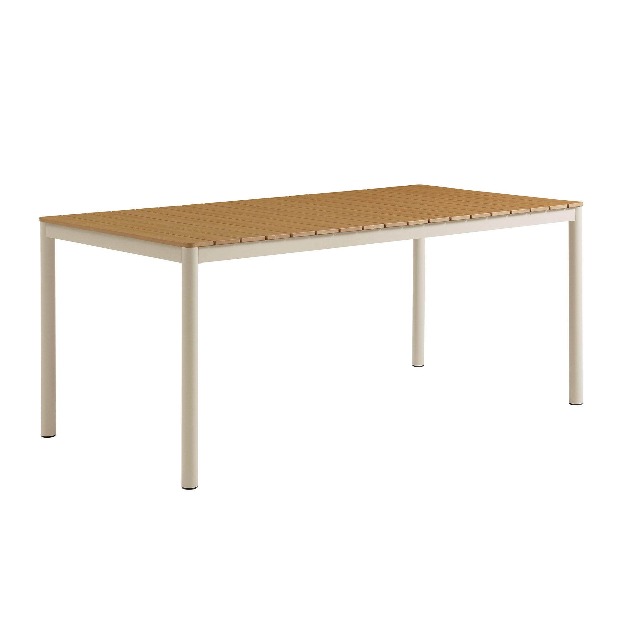 Finn 71" Outdoor Patio Aluminum Dining Table with Faux Wood Top - Natural