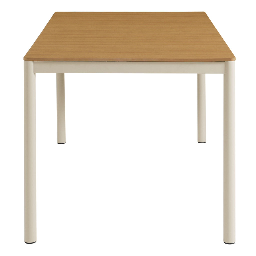 Finn 71" Outdoor Patio Aluminum Dining Table with Faux Wood Top - Natural