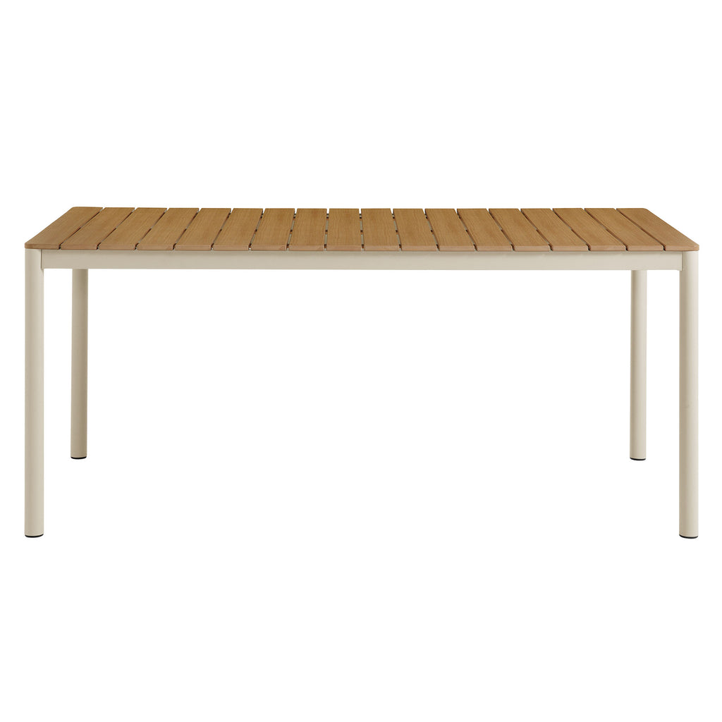 Finn 71" Outdoor Patio Aluminum Dining Table with Faux Wood Top - Natural