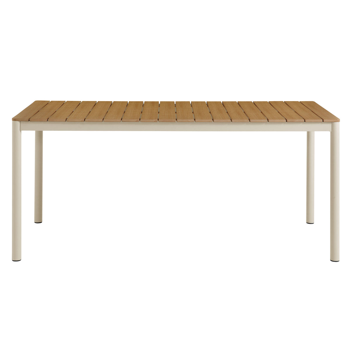 Finn 71" Outdoor Patio Aluminum Dining Table with Faux Wood Top - Natural