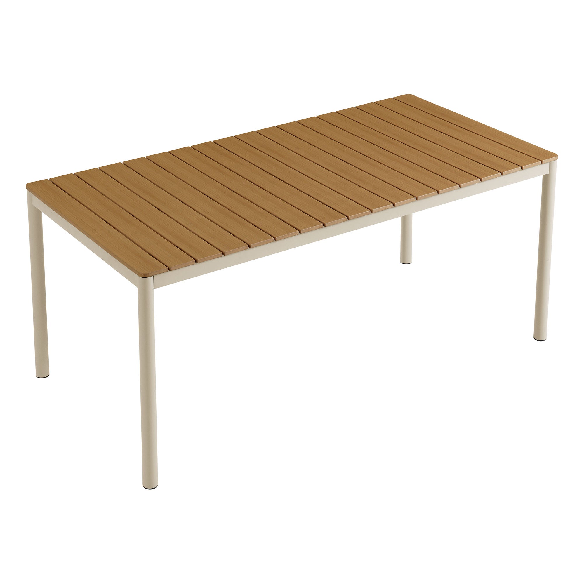 Finn 71" Outdoor Patio Aluminum Dining Table with Faux Wood Top - Natural