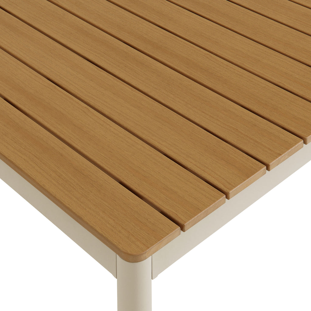 Finn 71" Outdoor Patio Aluminum Dining Table with Faux Wood Top - Natural