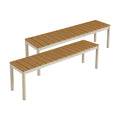 Finn Outdoor Patio Aluminum Bench with Faux Wood Top Set of 2 - Natural