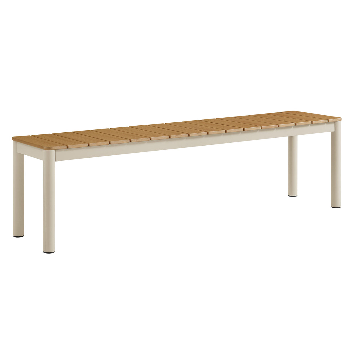 Finn Outdoor Patio Aluminum Bench with Faux Wood Top Set of 2 - Natural