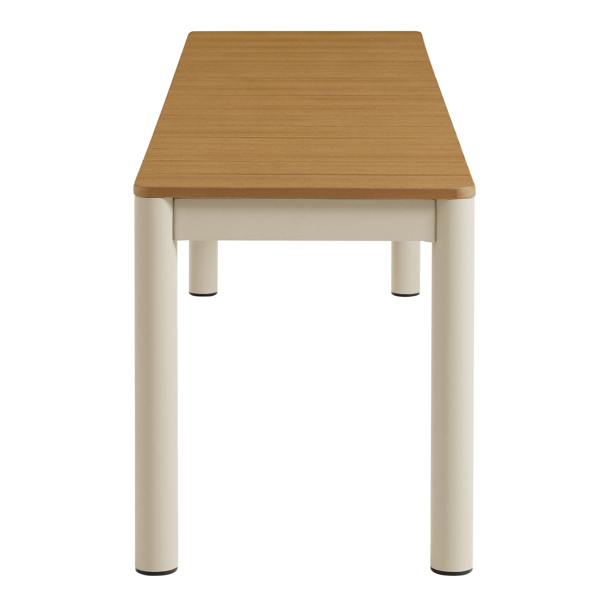 Finn Outdoor Patio Aluminum Bench with Faux Wood Top Set of 2 - Natural