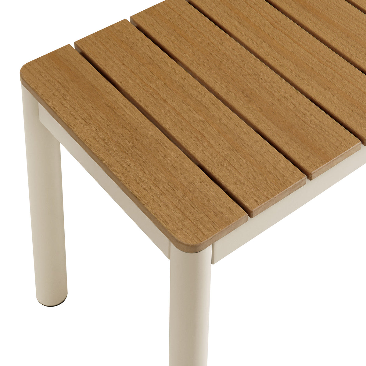 Finn Outdoor Patio Aluminum Bench with Faux Wood Top Set of 2 - Natural
