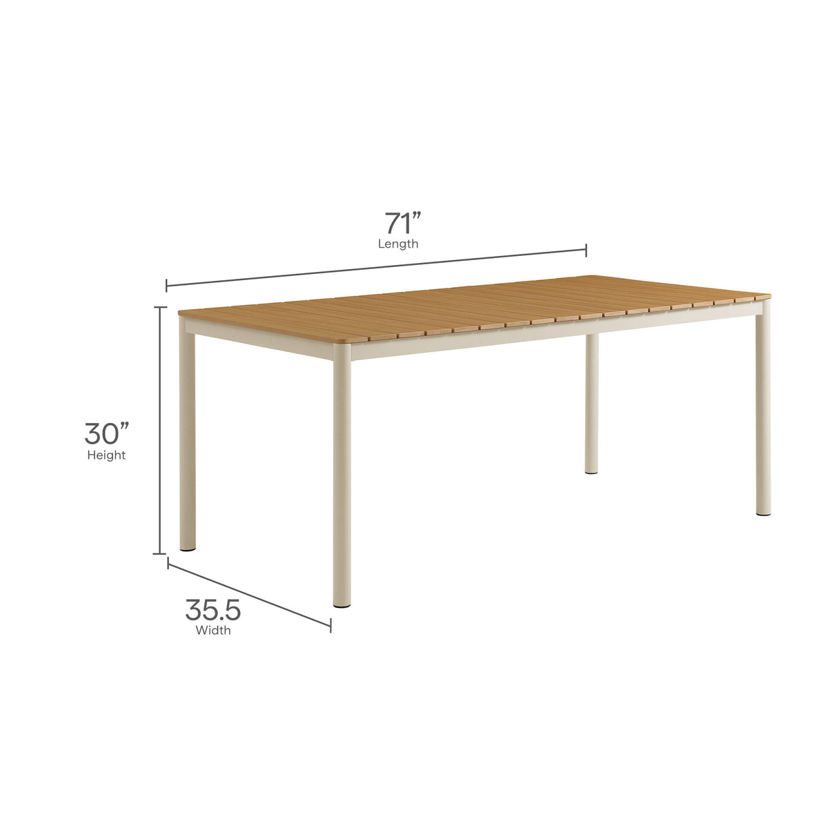 Finn Outdoor Patio Aluminum Faux Wood Dining Set with Benches - Natural
