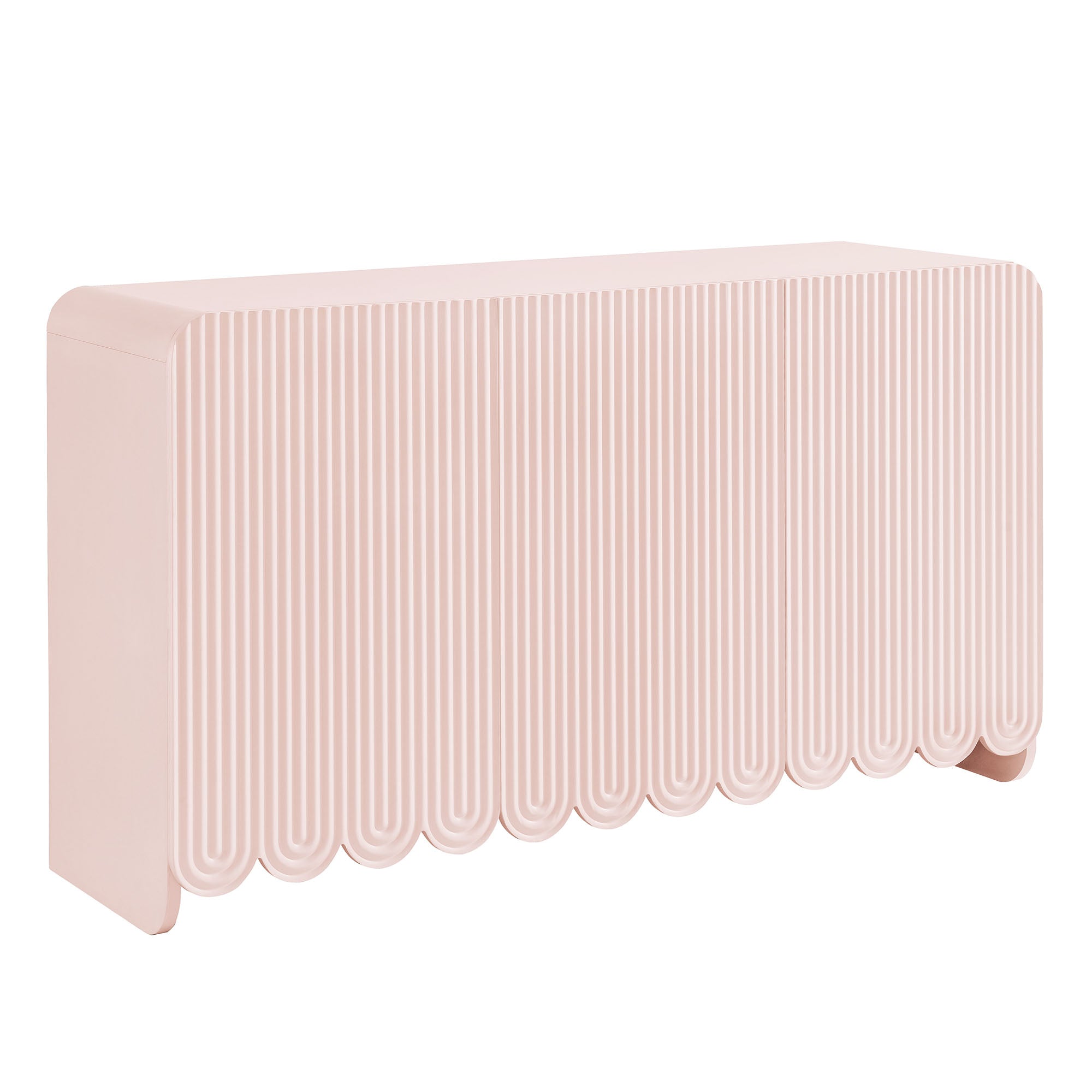 Dahlia Fluted and Scalloped Sideboard Storage Cabinet - Soft Pink
