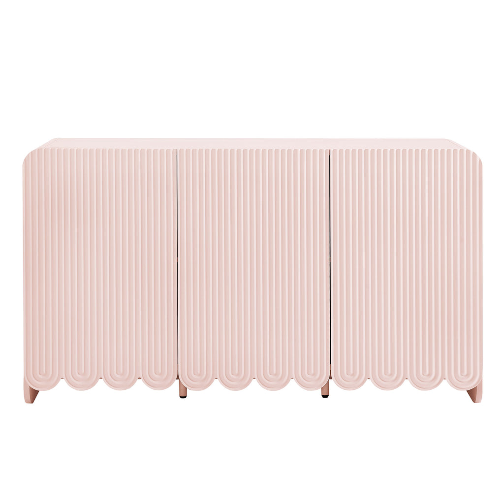 Dahlia Fluted and Scalloped Sideboard Storage Cabinet - Soft Pink