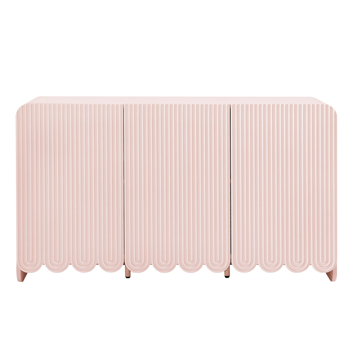 Dahlia Fluted and Scalloped Sideboard Storage Cabinet - Soft Pink