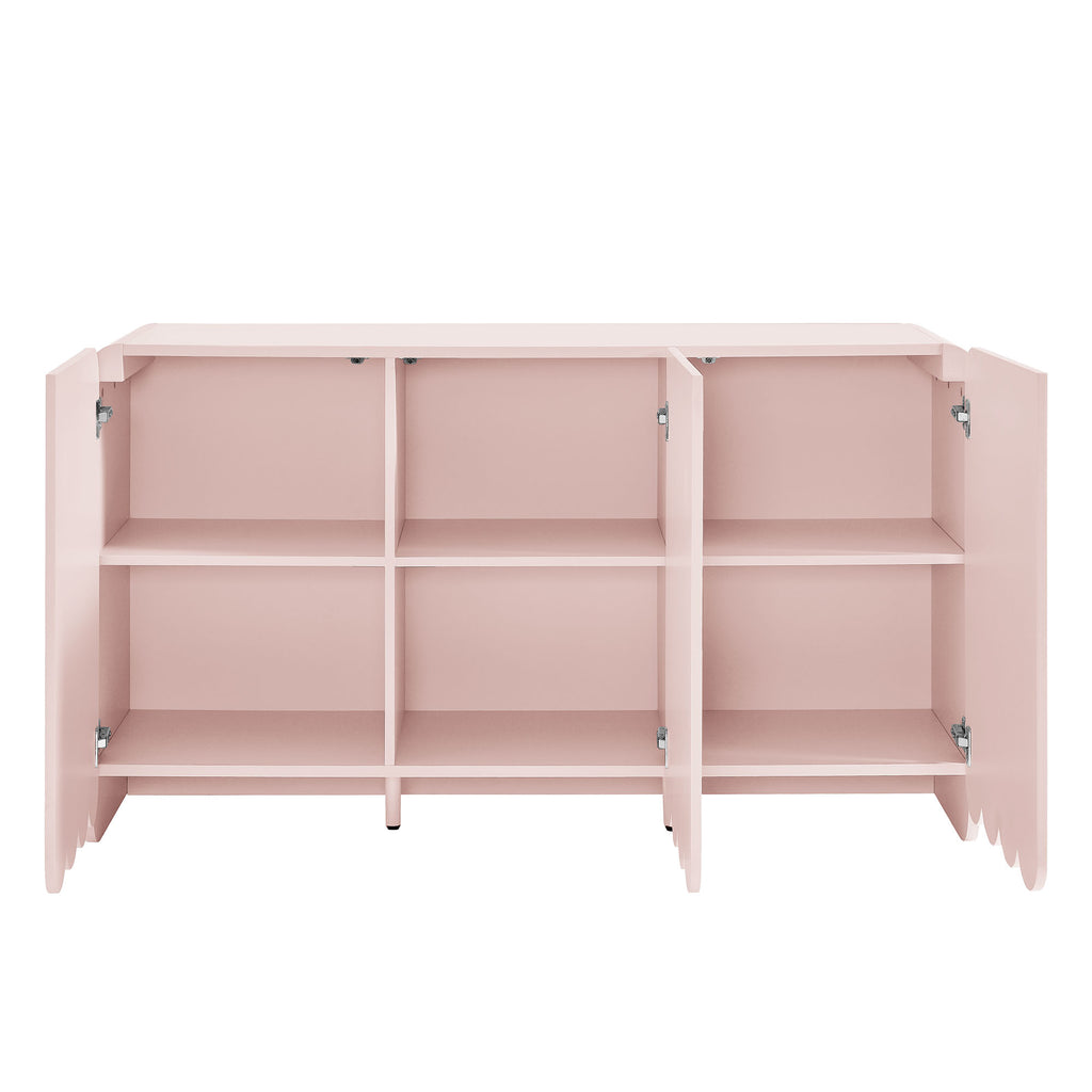 Dahlia Fluted and Scalloped Sideboard Storage Cabinet - Soft Pink