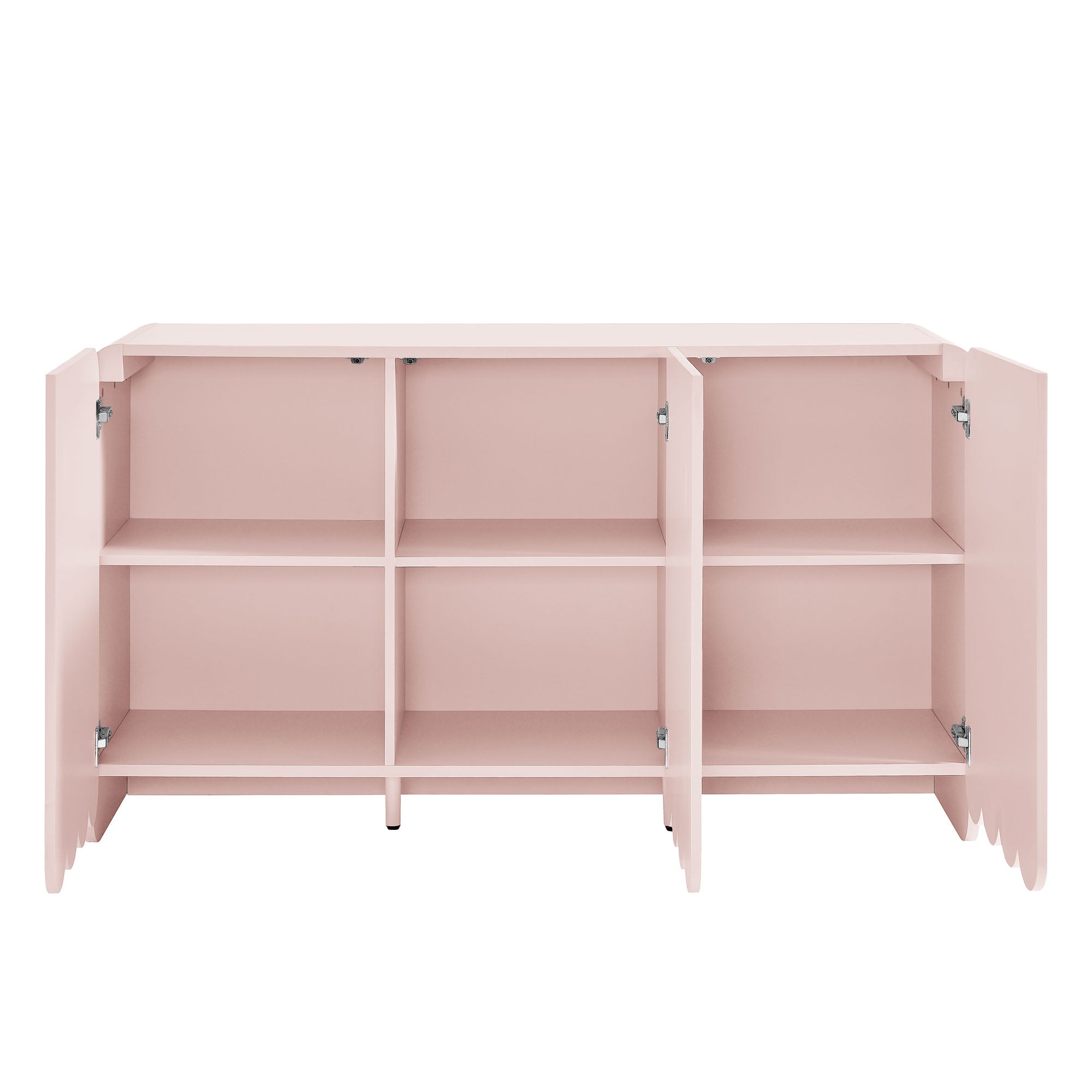 Dahlia Fluted and Scalloped Sideboard Storage Cabinet - Soft Pink