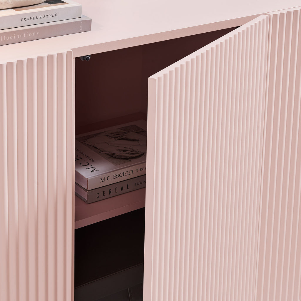 Dahlia Fluted and Scalloped Sideboard Storage Cabinet - Soft Pink