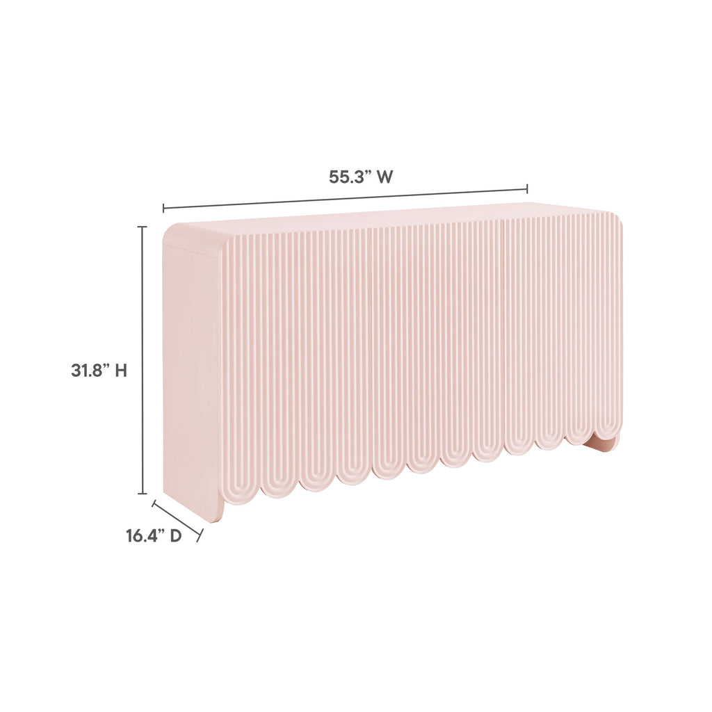 Dahlia Fluted and Scalloped Sideboard Storage Cabinet - Soft Pink