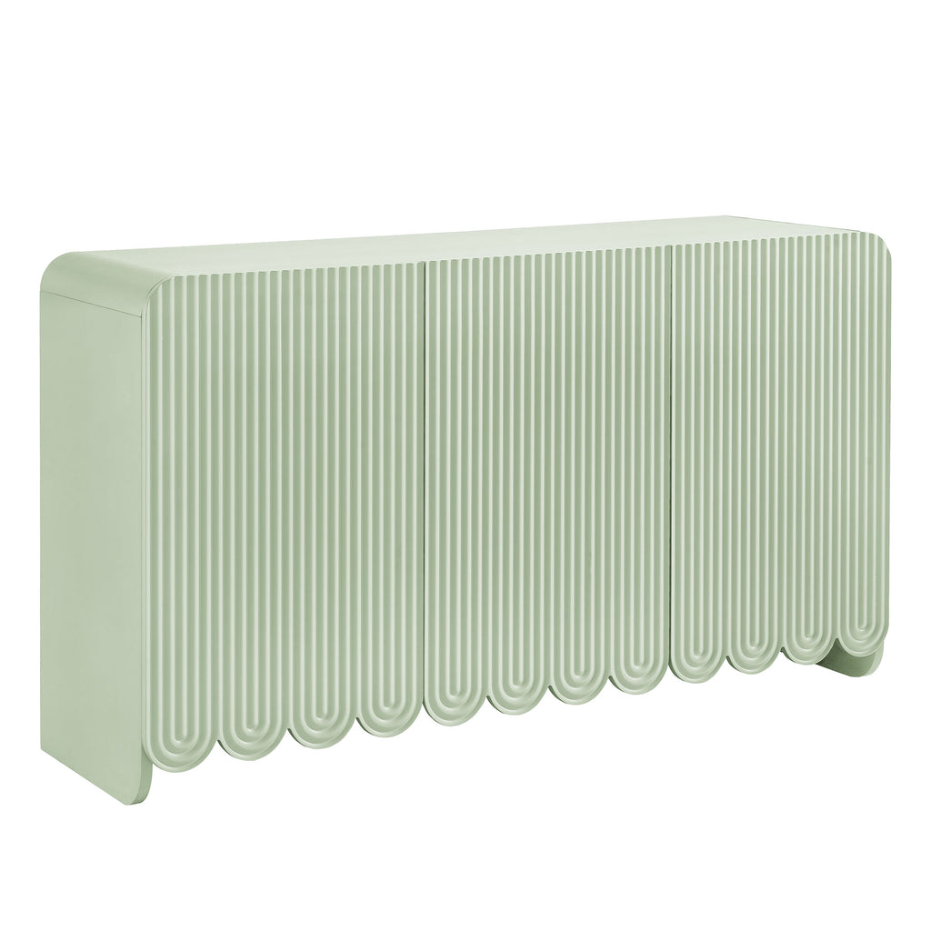 Dahlia Fluted and Scalloped Sideboard Storage Cabinet - Sage