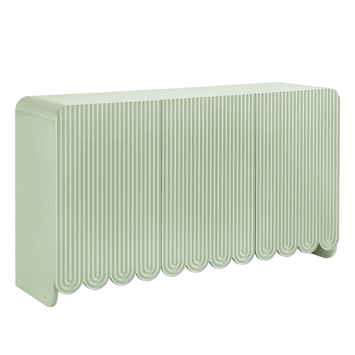Dahlia Fluted and Scalloped Sideboard Storage Cabinet - Sage