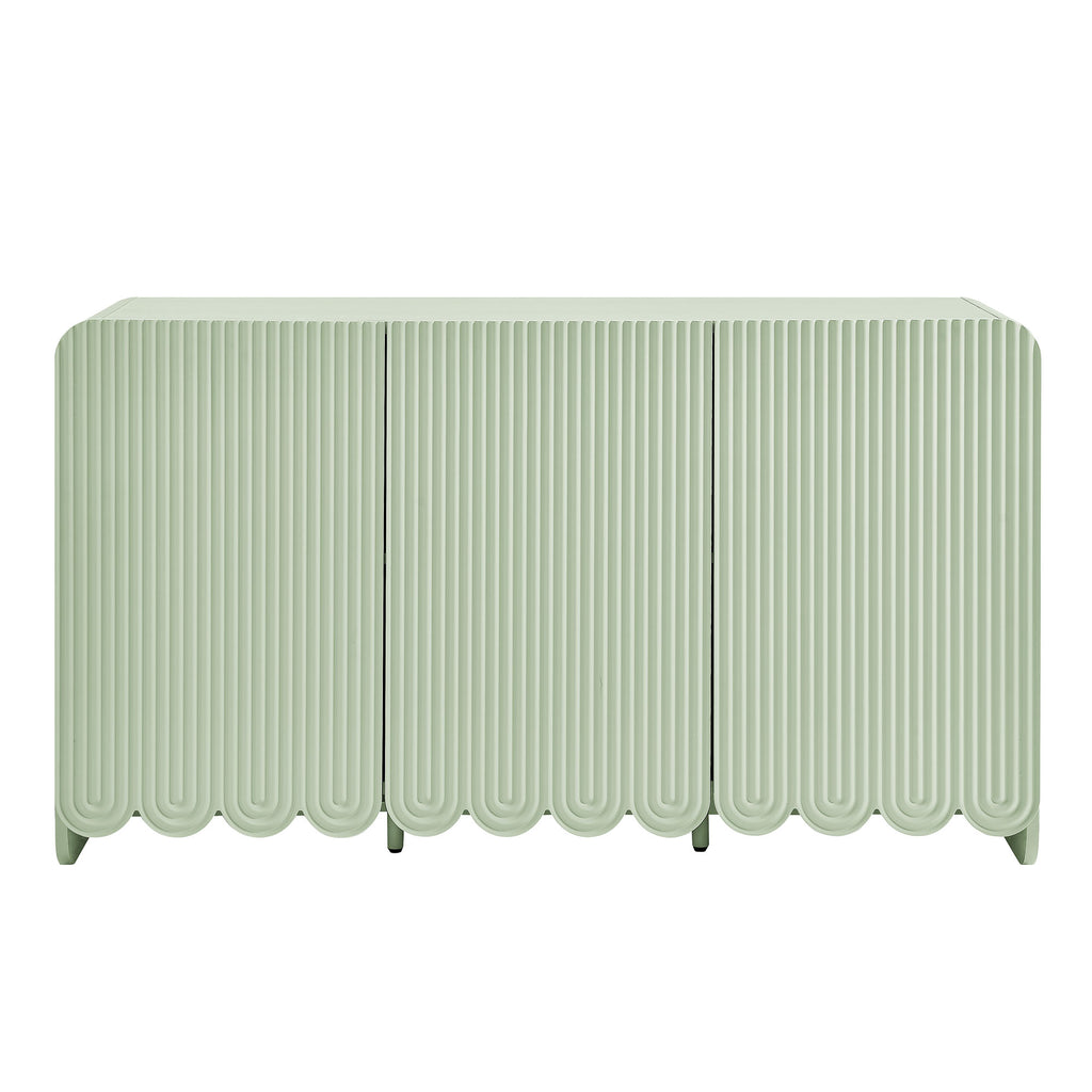 Dahlia Fluted and Scalloped Sideboard Storage Cabinet - Sage