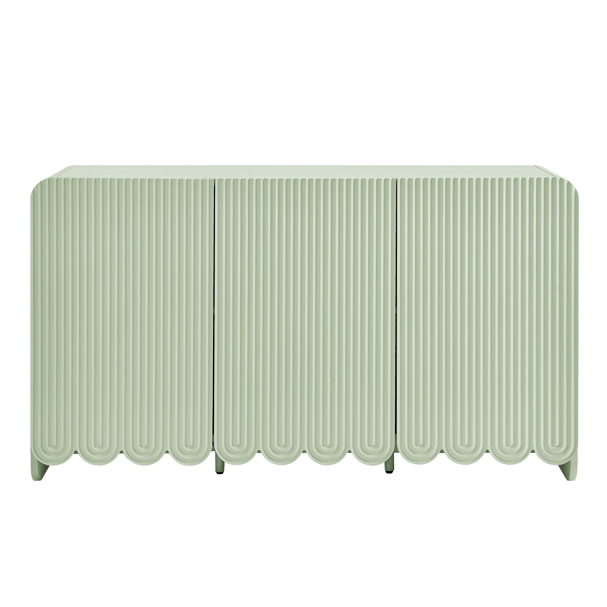 Dahlia Fluted and Scalloped Sideboard Storage Cabinet - Sage